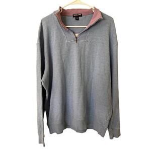 KIRKLANDS 1/4 zip ribbed baby blue broken in thrashed frayed sweatshirt  sz XXL
